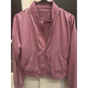Gym Shark Medium Pink Bomber Jacket Zipper